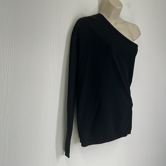 Zara - NWT Asymmetric Knit Black One Long Sleeve Blouse Size Small - Picture 4 of 10
